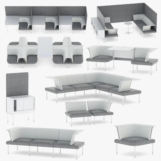9 office workstation collection 3D Model .c4d .max .obj .3ds .fbx .stl .blend 