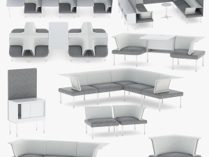 9 office workstation collection 3D Model