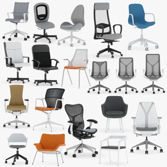 17 office chairs collection 3d Modèle 3D .c4d .max .obj .3ds .fbx .stl .blend