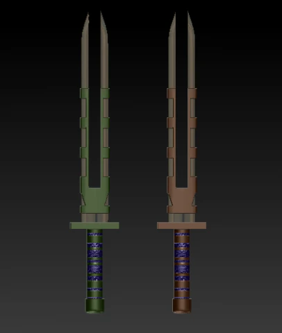 double blade sword 3D Model .c4d .max .obj .3ds .fbx .stl .blend