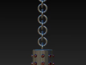 three-blade sickle with chain 3D Model