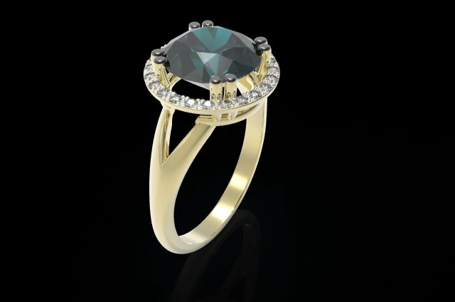 the ring with a gems 3D Print Model .c4d .max .obj .3ds .fbx .stl .blend 