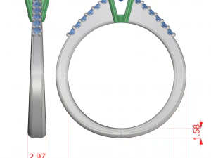jewellery ring with gems 3D Print Model