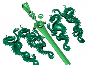 pendant two dragons 3D Print Model