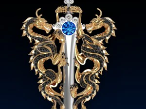 два дракони без дорогоцінних каменів 3D Принт Модель