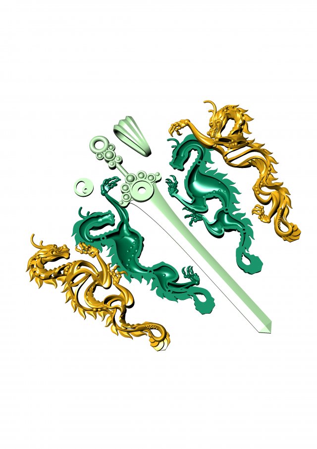 two dragons without a gems and with other back side Modello di stampa 3D .c4d .max .obj .3ds .fbx .stl .blend 