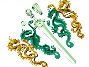 dua naga tanpa permata dan dengan sisi belakang lainnya Model Cetak 3D