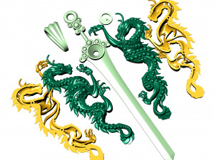 two dragons without a gems and with other back side Modello di stampa 3D