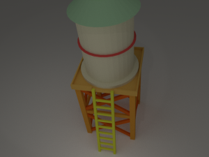 water tower low poly 3D 模型
