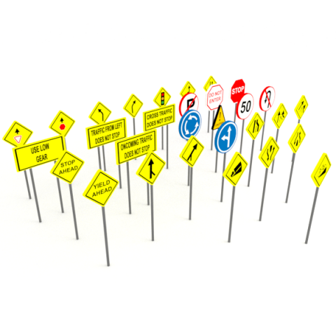 street signs - traffic signs Model 3D .c4d .max .obj .3ds .fbx .stl .blend