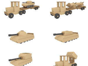 wooden war toys machines 3D Model