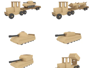 m&aacute;quinas de brinquedos de guerra de madeira Modelo 3D