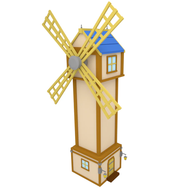 wind mill low poly 3D Model .c4d .max .obj .3ds .fbx .stl .blend 