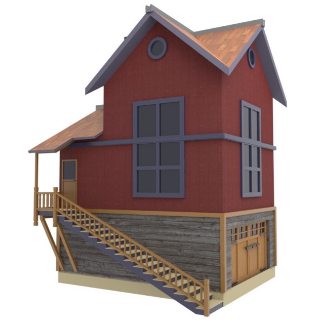 modern wooden house 3D-Modell .c4d .max .obj .3ds .fbx .stl .blend 