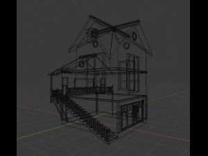modern wooden house 3D Model