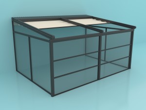 awning system with guillotine glass 3D Model