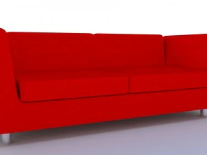 现代真皮沙发，镀铬腿 3D 模型