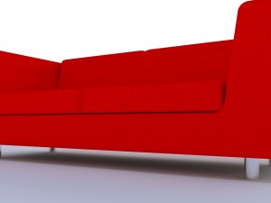 modern leather sofa with chrome legs 3D Модель