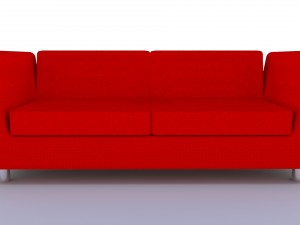 modern leather sofa with chrome legs 3D Модель