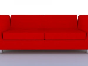 modern leather sofa with chrome legs 3D Model