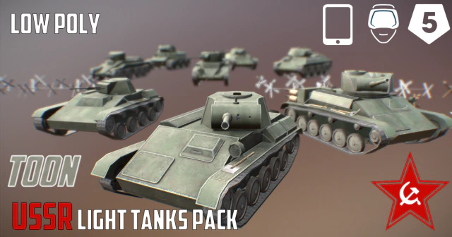 ussr toon light tanks 3D Model .c4d .max .obj .3ds .fbx .stl .blend