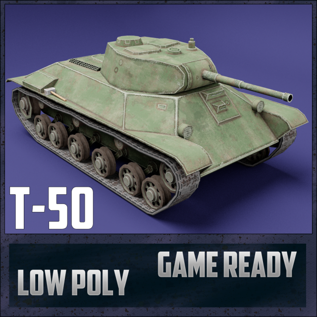 t-50 ussr toon tank -big- 3Dモデル .c4d .max .obj .3ds .fbx .stl .blend 