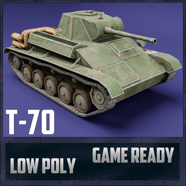 t-70 ussr toon tank -big- 3D Model .c4d .max .obj .3ds .fbx .stl .blend 