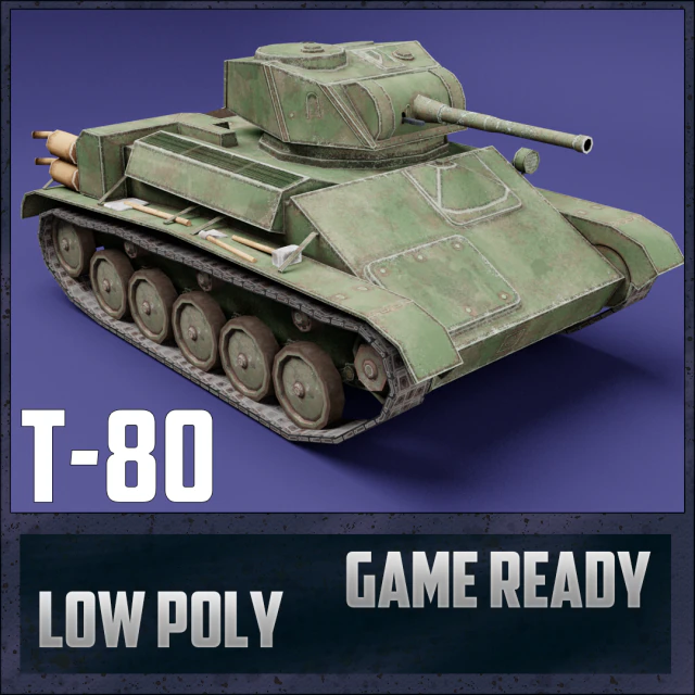 t-80 ussr toon tank -big- 3D Model .c4d .max .obj .3ds .fbx .stl .blend 