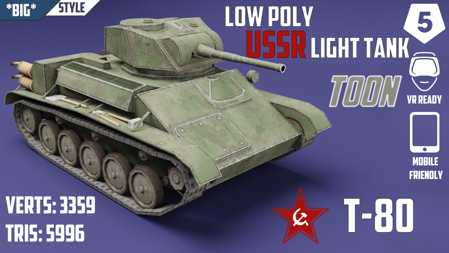 T 45 Tank 3 T-80 Ussr Toon Tank -Big- 3D Model In Tank 3Dexport