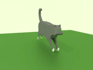 low poly black cat 3D Model