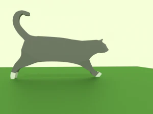 chat noir low poly Modèle 3D