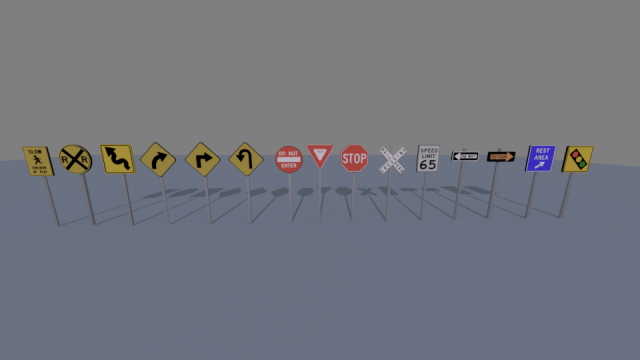 street signs pack Model 3D .c4d .max .obj .3ds .fbx .stl .blend 