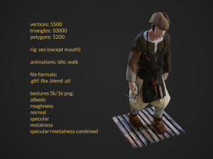 realistic elder farmer character 3D Model