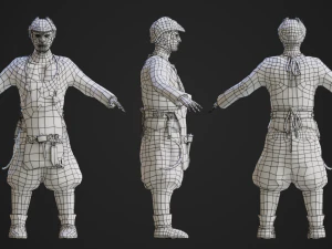 Realistic elder farmer character 3D Model