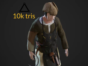 Personaggio realistico del contadino anziano Modello 3D