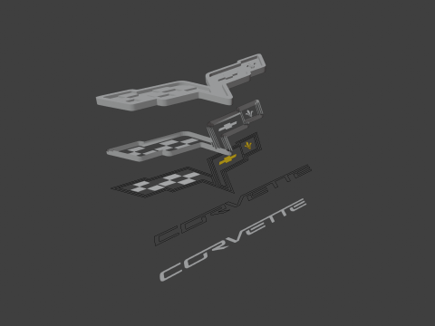 Chevrolet corvette logo Modello 3D