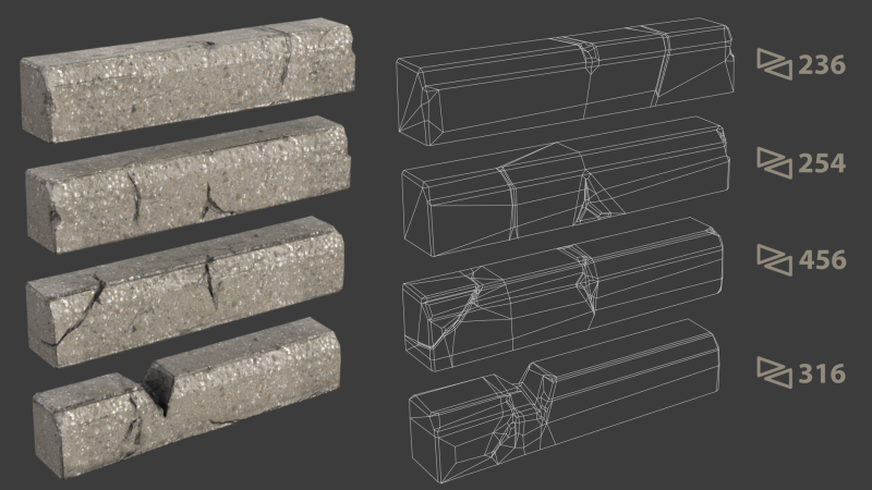 Curbstone game ready 3D Model .c4d .max .obj .3ds .fbx .stl .blend 