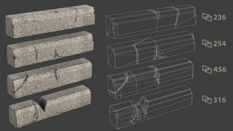 Curbstone game ready 3D Model .c4d .max .obj .3ds .fbx .stl .blend 