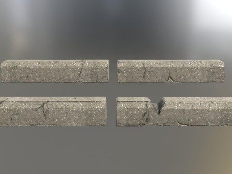 Curbstone game ready 3D Model