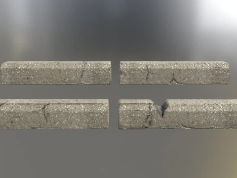 Curbstone game ready 3D Model