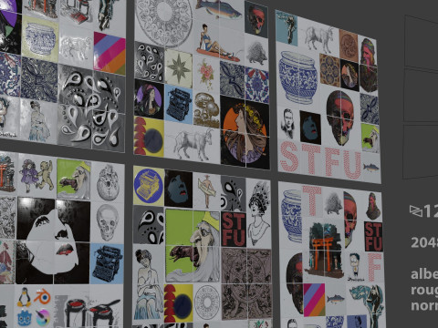 Kitchen backsplash tiles prebaked planes 3D Модель