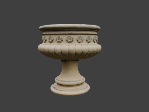 Large flower pot 5 lods 3D Model