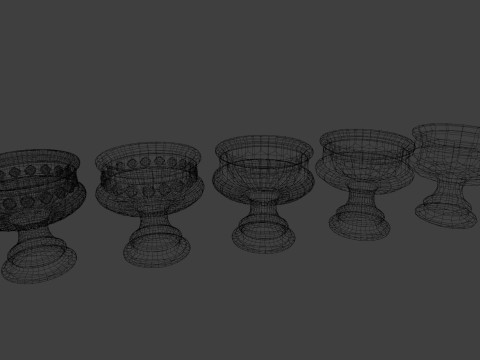 Large flower pot 5 lods 3D Model