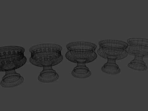 Large flower pot 5 lods 3D Model