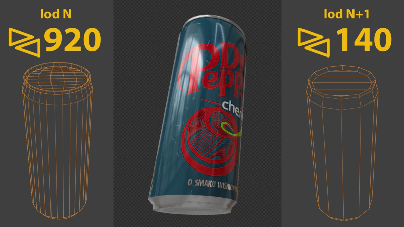 Soda can dr pepper cherry Polish lodN lodN1 3D Model .c4d .max .obj .3ds .fbx .stl .blend 