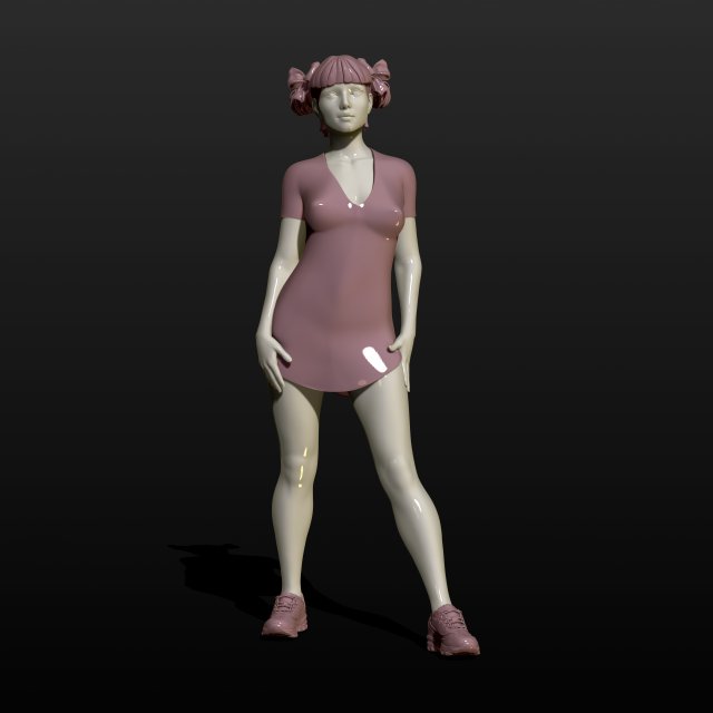 football cheerleader 3d print model 3Dプリントモデル .c4d .max .obj .3ds .fbx .stl .blend 