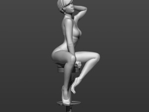 a girl sitting on a bar stool 3d print model 3D प्रिंट मॉडल