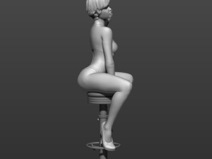 a girl sitting on a bar stool 3d print model 3D प्रिंट मॉडल