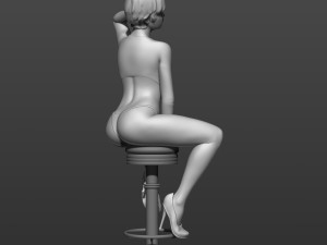 a girl sitting on a bar stool 3d print model 3D प्रिंट मॉडल