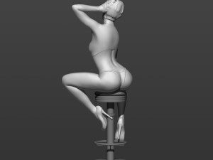 a girl sitting on a bar stool 3d print model 3D प्रिंट मॉडल